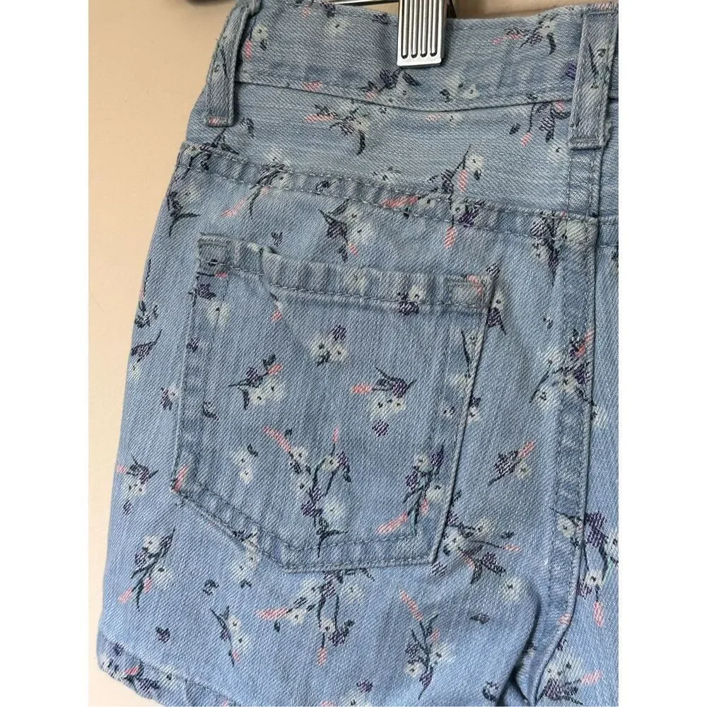 The Children’s Place Girls Floral Denim Shortie Shorts - Pink Sz 8